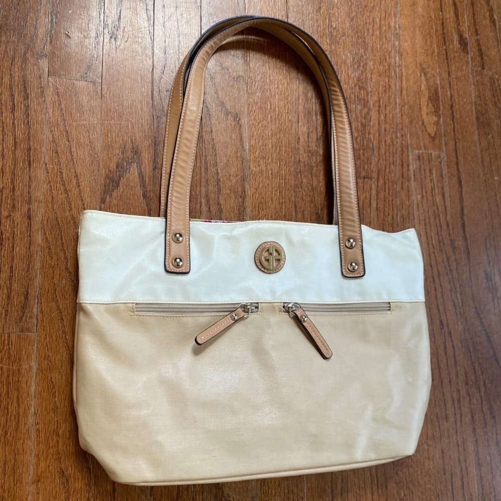 Giani Bernini Women Shoulder Bag Pebble Hobo Handbag Purse Tote Beige Colorblock - Picture 2 of 12